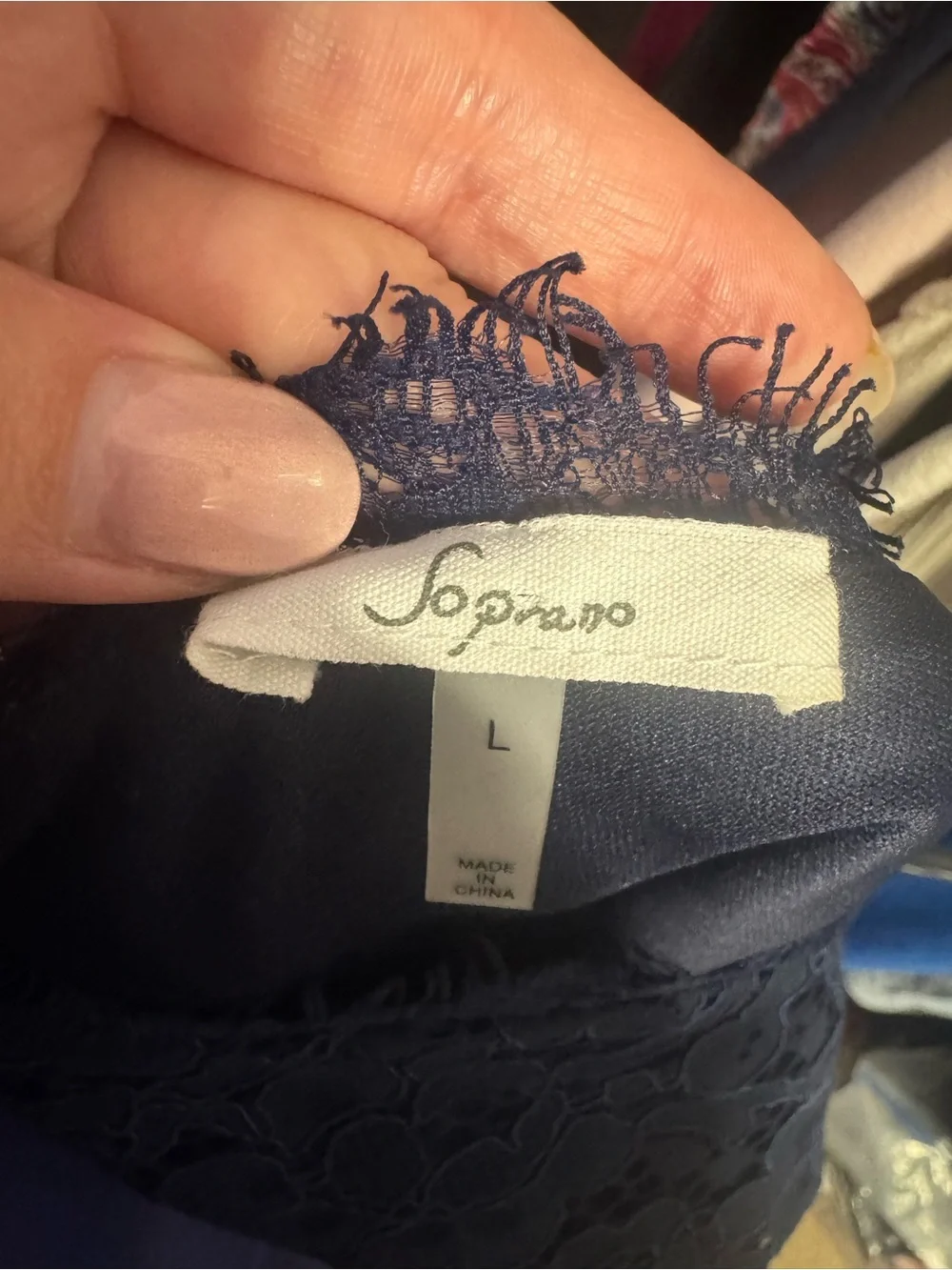 Soprano Navy Lace V-Neck Slip Dress